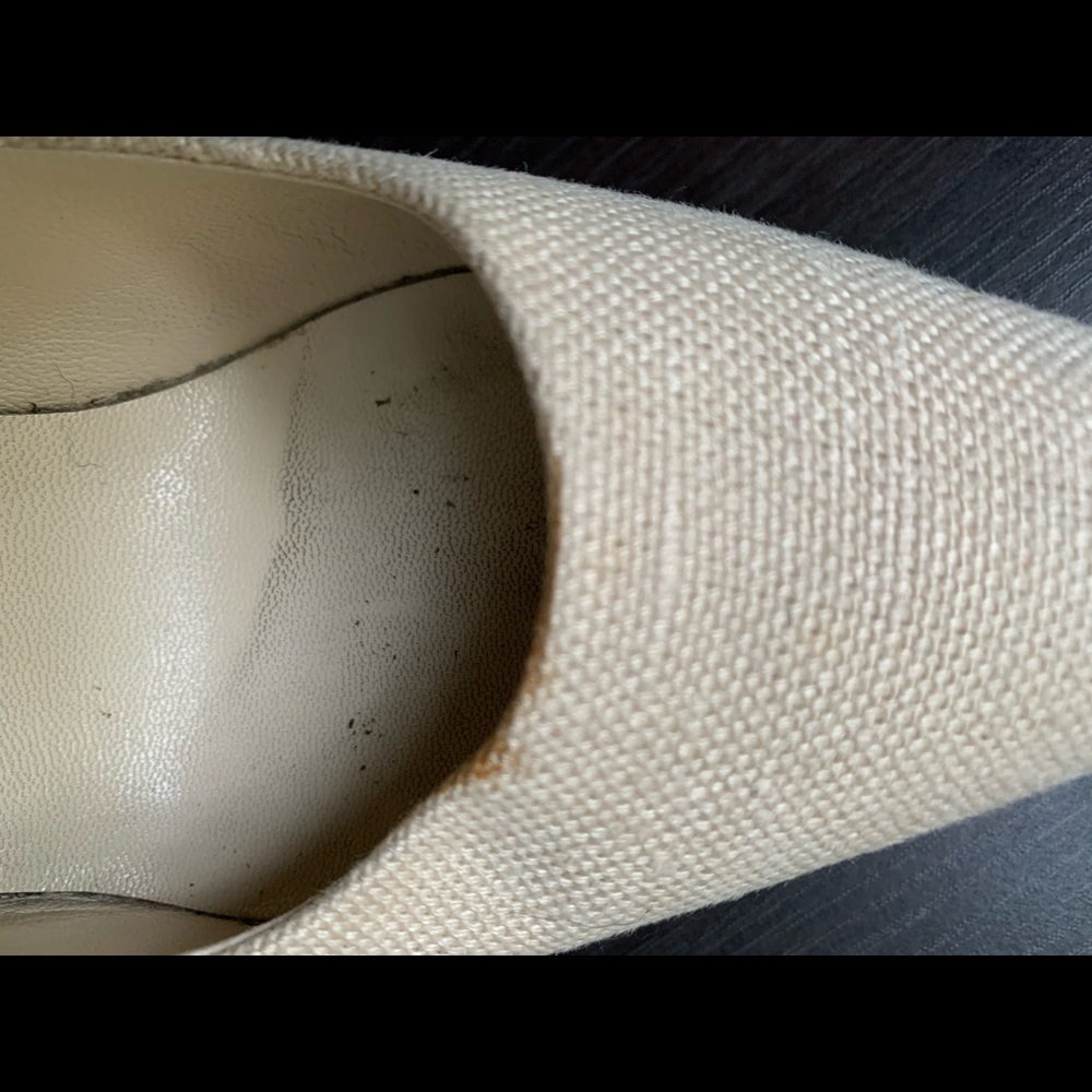 Ralph Lauren Purple Label Ivory Linen Heels sz 6 - Picture 6 of 9